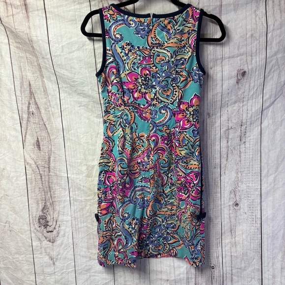 Lilly Pulitzer Francesca Aqua Bait Sleeveless preppy Paisley Print Dress XS - Picture 4 of 8